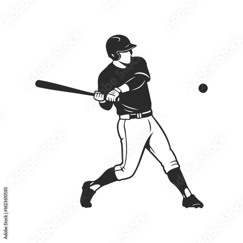 Silhouette of male baseball player batting with precision