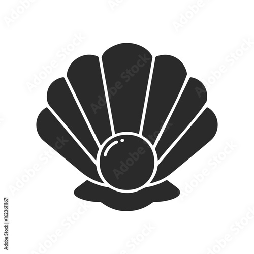 Silhouette of a pearl inside a clamshell