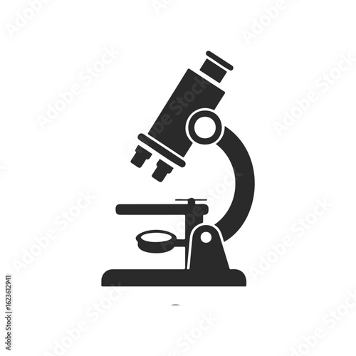Silhouette of a laboratory microscope on a white background