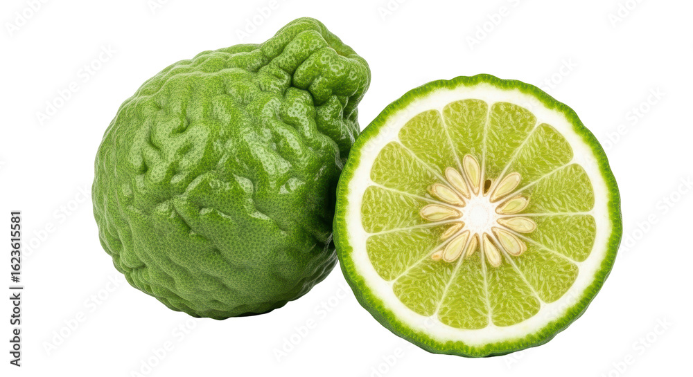 Fototapeta premium Isolated Bergamot Fruit with Half Section