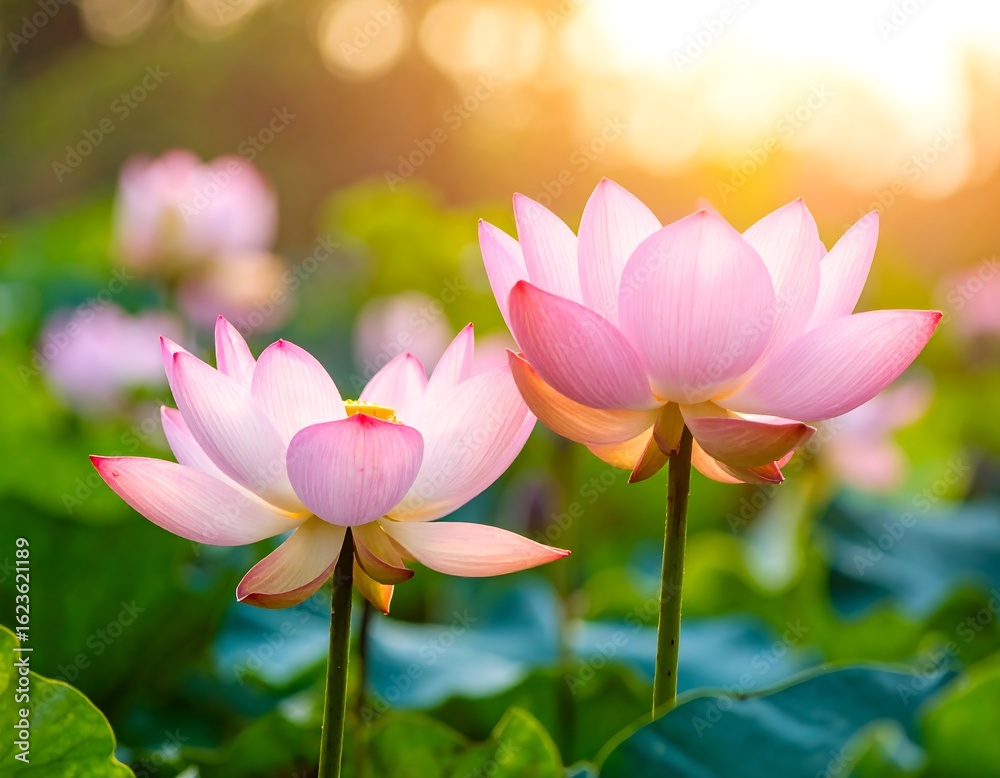 Fototapeta premium Pink lotus flowers in sunlight (1)