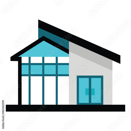 Modern Minimal House Vector Illustration With Glass Windows