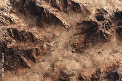 Aerial View of Desert Mountain Range