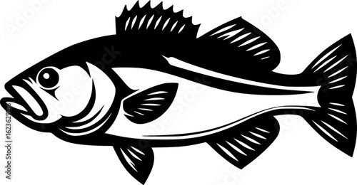 Bass fish silhouette vector sign, symbol, vector, art