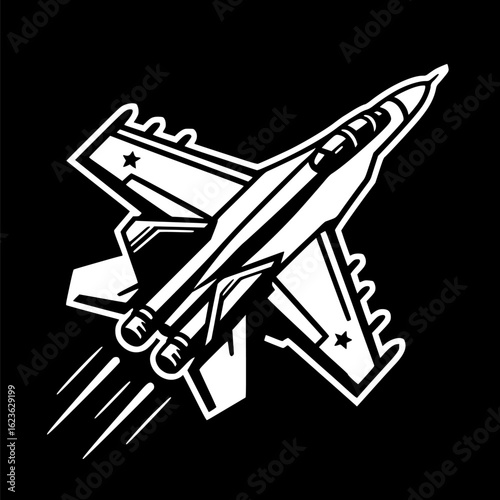 Fighter aircraft Flanker-B or SU-27 simple icon for web and app sign, symbol, vector, art