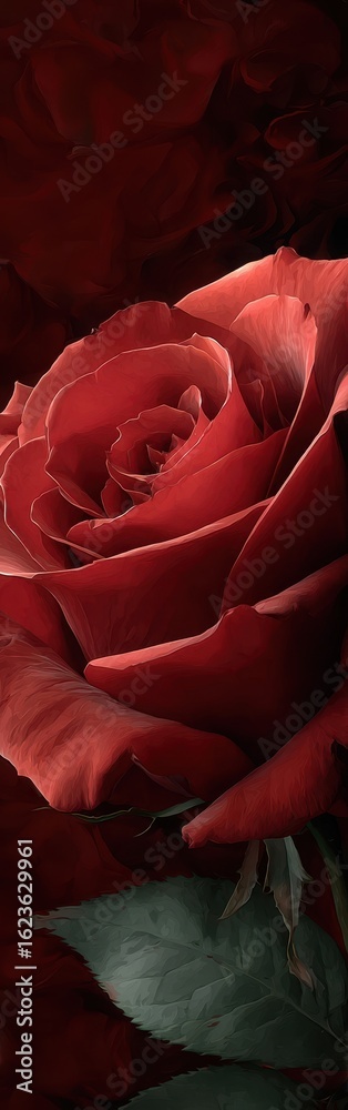 Naklejka premium Crimson Rose Close-Up