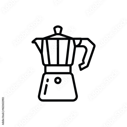 Classic Italian Stovetop Espresso Maker Icon Illustration of Moka Pot Design