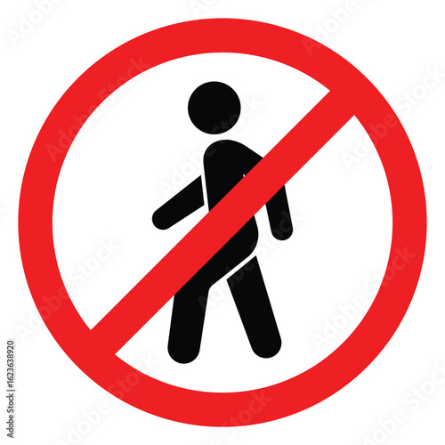 No entry sign, Black pedestrian left symbol, Access restricted to authorized personnel only sign.Isolated On White Background Label