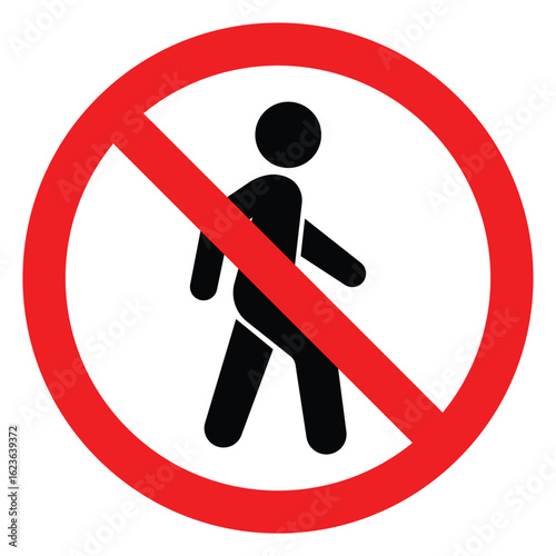 No entry sign, Black pedestrian right symbol, Access restricted to authorized personnel only sign.Isolated On White Background Label