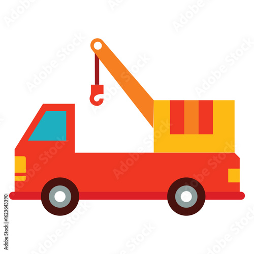 Industrial Tow Truck With Crane Hook Vector