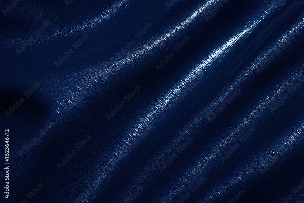 Obraz premium Indigo Ripstop Nylon with Minimal Folds and Glossy Overlay under Side Lighting