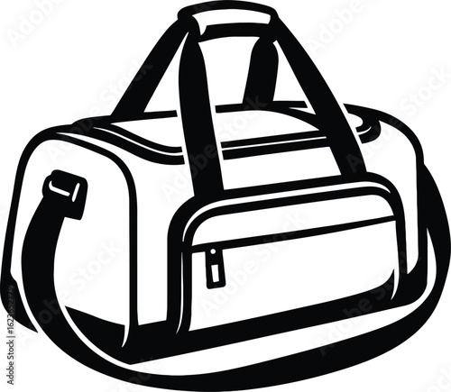 Black and White Vector Icon of a Duffle Bag