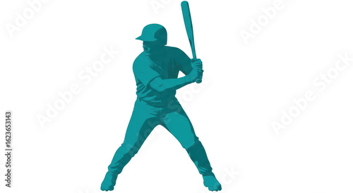 Isolated Baseball Player Silhouette