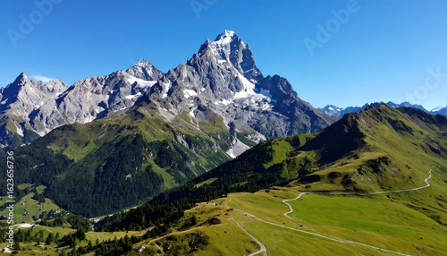 Wallpaper Mural Alpine vista with snow-capped peak Torontodigital.ca