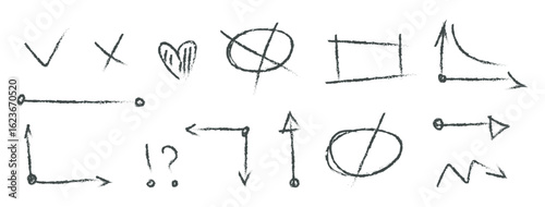 abstract sketch symbols on transparent background: spirals, geometric shapes, and expressive lines in playful minimalist style