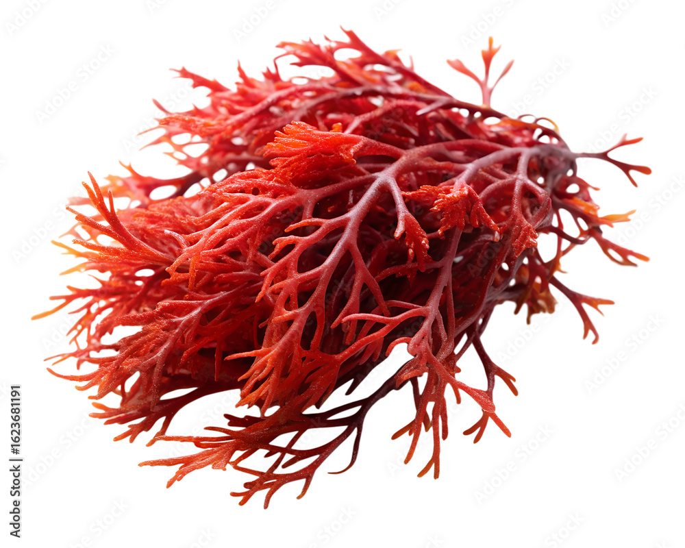 Naklejka premium Red seaweed or algae clump, isolated on transparent background
