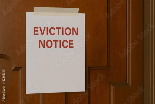 Eviction notice on the front door of a home
