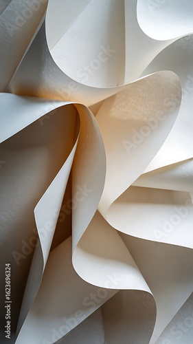 Layered paper curves white folds