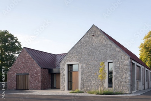 Wallpaper Mural Stunning modern architecture blends traditional stone and contemporary design in a serene landscape during afternoon light Torontodigital.ca