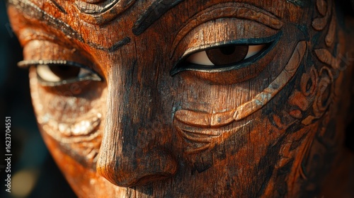 A close-up shot of Mahade's features showcasing artistic craftsmanship in a cozy setting