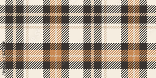 Classic black, beige, and tan tartan plaid pattern with bold intersecting lines