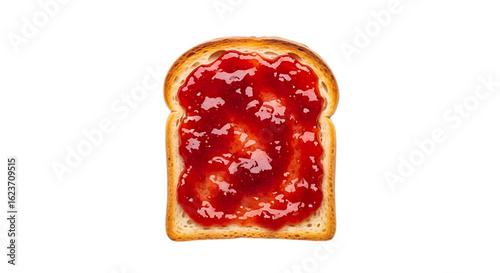 A slice of toast with strawberry jam isolated on transparent background, a classic breakfast or snack, perfect for culinary and lifestyle themed designs