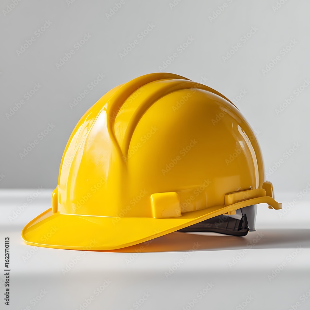 Fototapeta premium Studio Shot of Yellow Construction Hard Hat Isolated on White