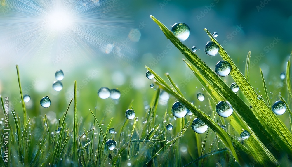 Fototapeta premium water drops on the grass