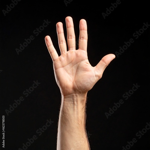 Close-up of a raised hand