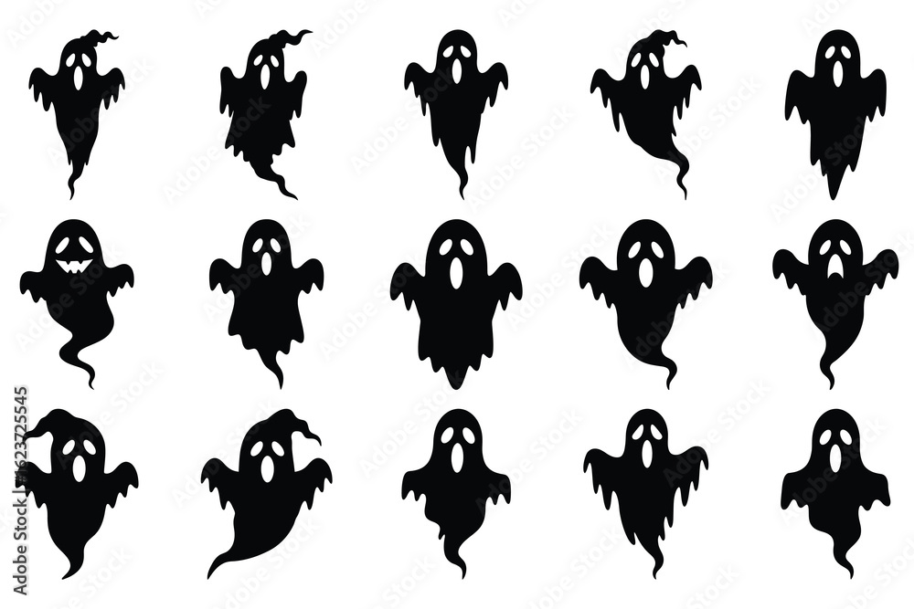 Obraz premium Halloween Ghost spooky icon set