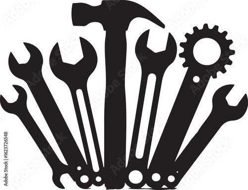 Tool set for construction and home repair on white background in vector style
