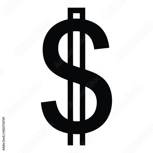 Silhouette black vector vector art of black dollar sign symbol isolated on white background