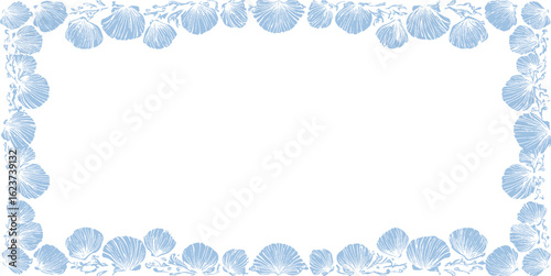 Sea doodle frame template, hand drawn ocean border decor, marine underwater frame design