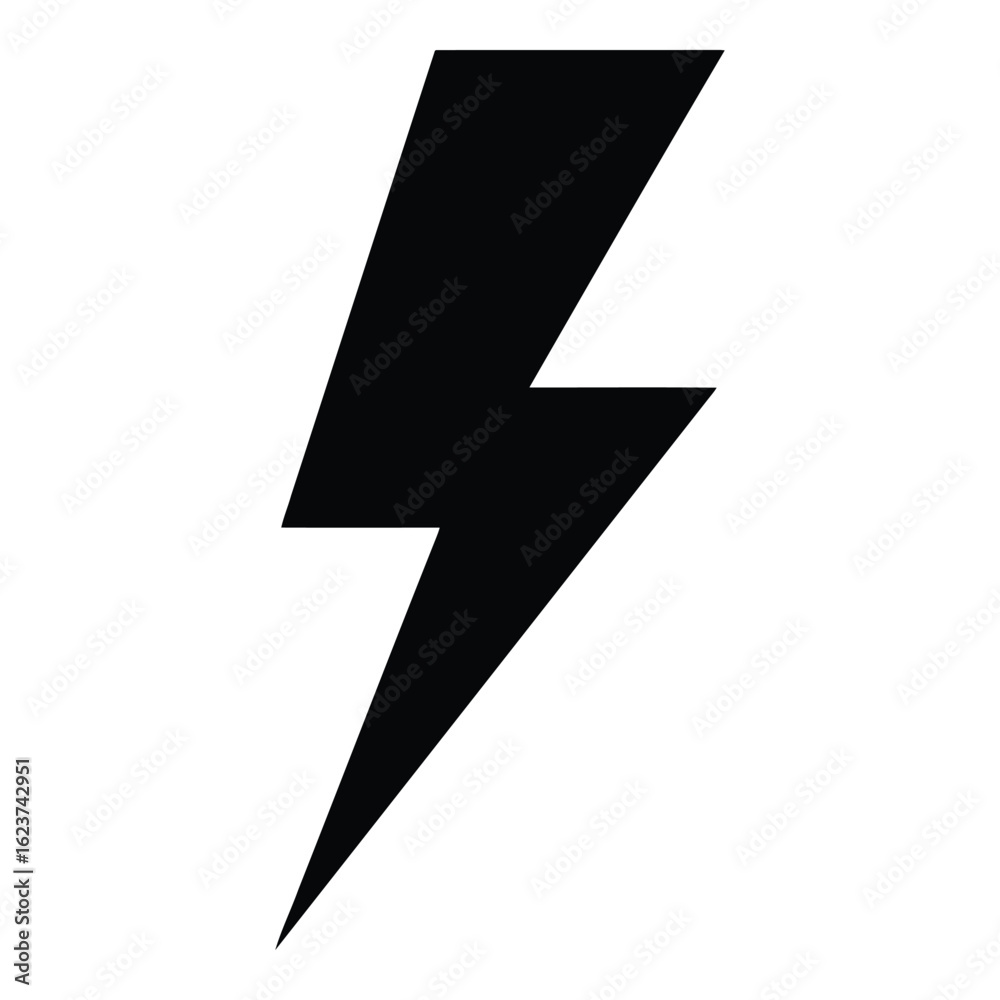 Silhouette black vector vector art of lightning bolt icon isolated on white background Silhouette black vector vector art of lightning bolt icon isolated on white background