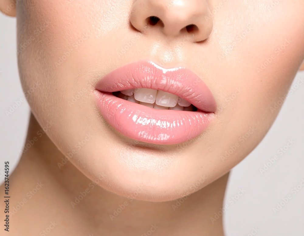 Fototapeta premium Close-up of woman's lips and teeth. Healthy, beautiful smile