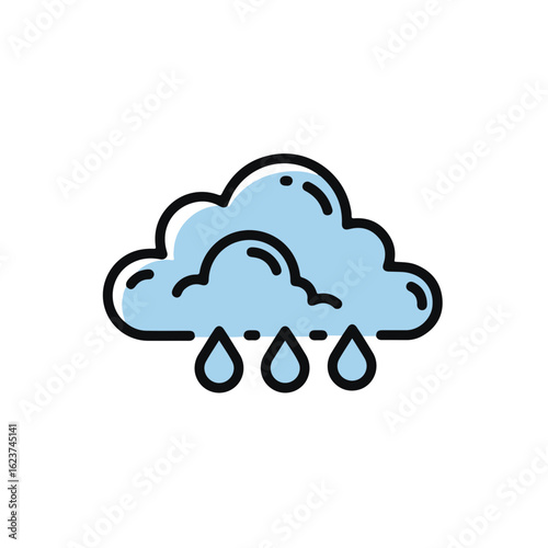 Cloud illustration with raindrops, representing weather conditions