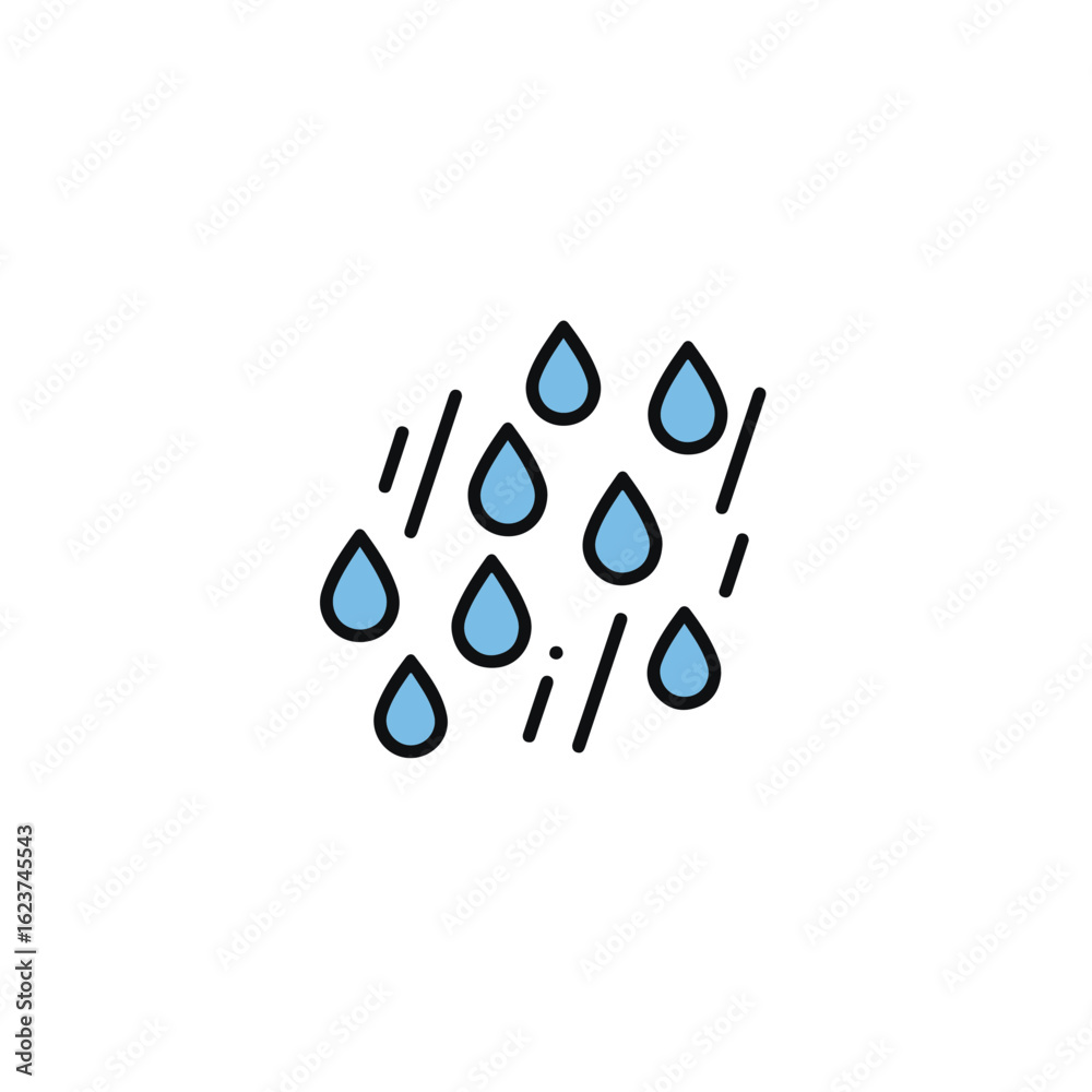 An illustrated depiction of falling raindrops, suggesting a rainy day. An illustrated depiction of falling raindrops, suggesting a rainy day.