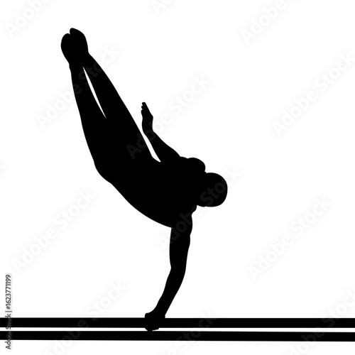 Gymnast. Gymnast performs exercise on parallel bars. Artistic gymnastics. Silhouette. Vector illustration.
