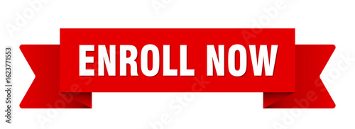 enroll now ribbon isolated on transparent background. enroll now ribbon