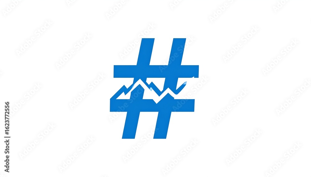 Obraz premium Blue hashtag with mountain graphic
