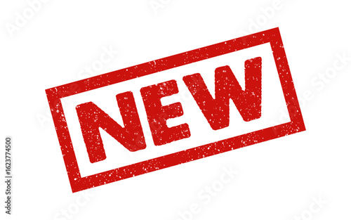 New rubber stamp red ink grunge seal grainy effect vector illustration fresh product arrival offer business online web ecommerce