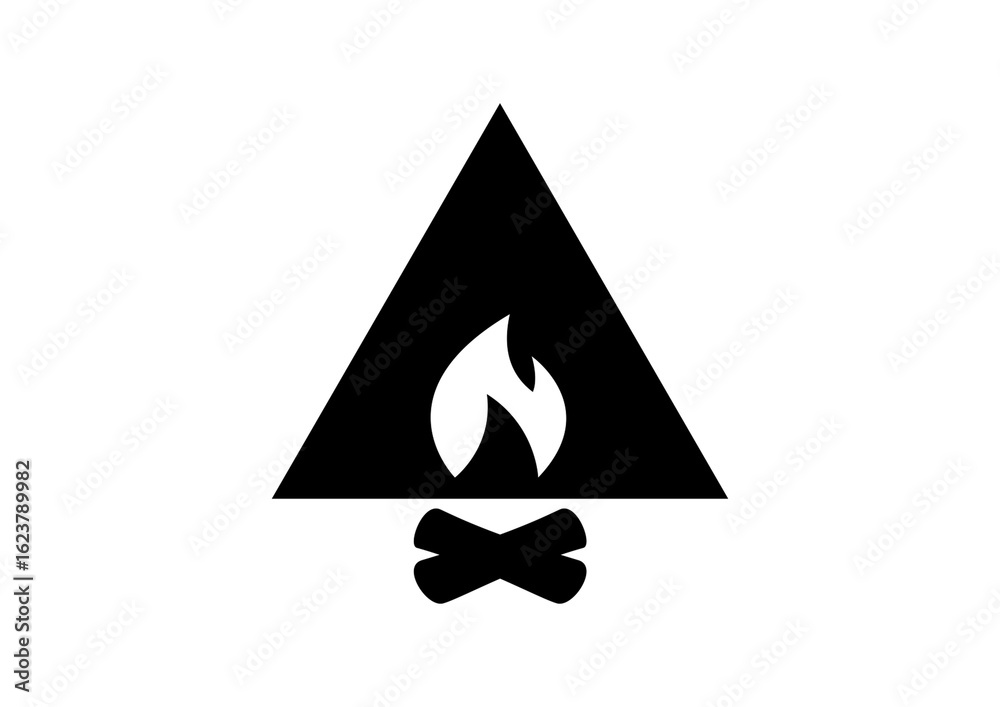 Fototapeta premium High-Demand Black Campfire Tent Icon for Outdoor Graphic Designs, Adventure Logos, and Camping Merchandise Prints