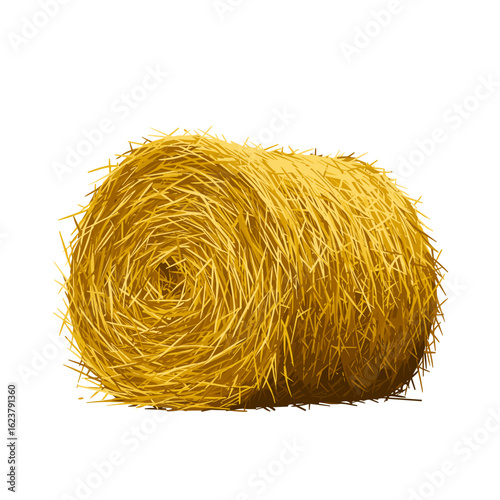 Yellow haystack roll on transparent background, isolated, vector