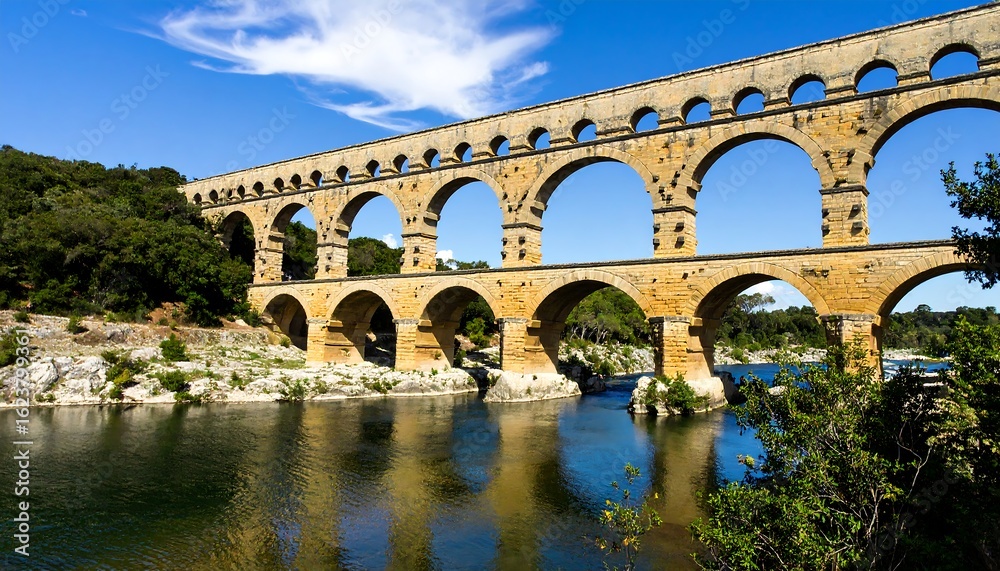Fototapeta premium Ancient stone bridge over a calm river (1)