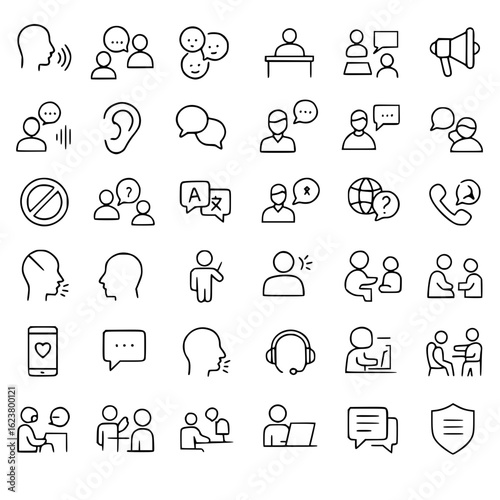 Line Icons Set for Communication, Business, and User Interface