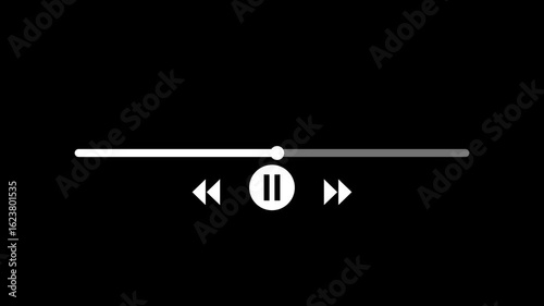 Music timeline or video track player, Timeline bar moving as song media playing, simple animated music player , Seek bar, control bar, music and video player, playback