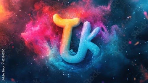 A creative swirl of colors forming the TikTok logo, conveying motion and excitement during festive season