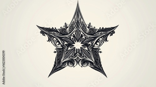 A delicate star tattoo design with intricate linework with glowing accents