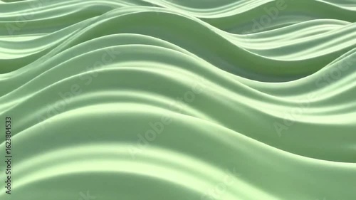 Abstract pastel green waves, undulating surface, flowing texture, smooth curves.