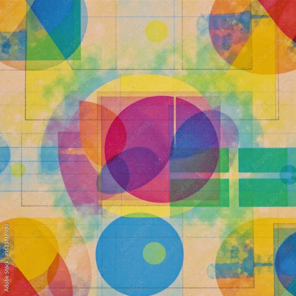 Fototapeta premium A pattern reminiscent of an 80s Memphis-style composition notebook texture is featured prominently